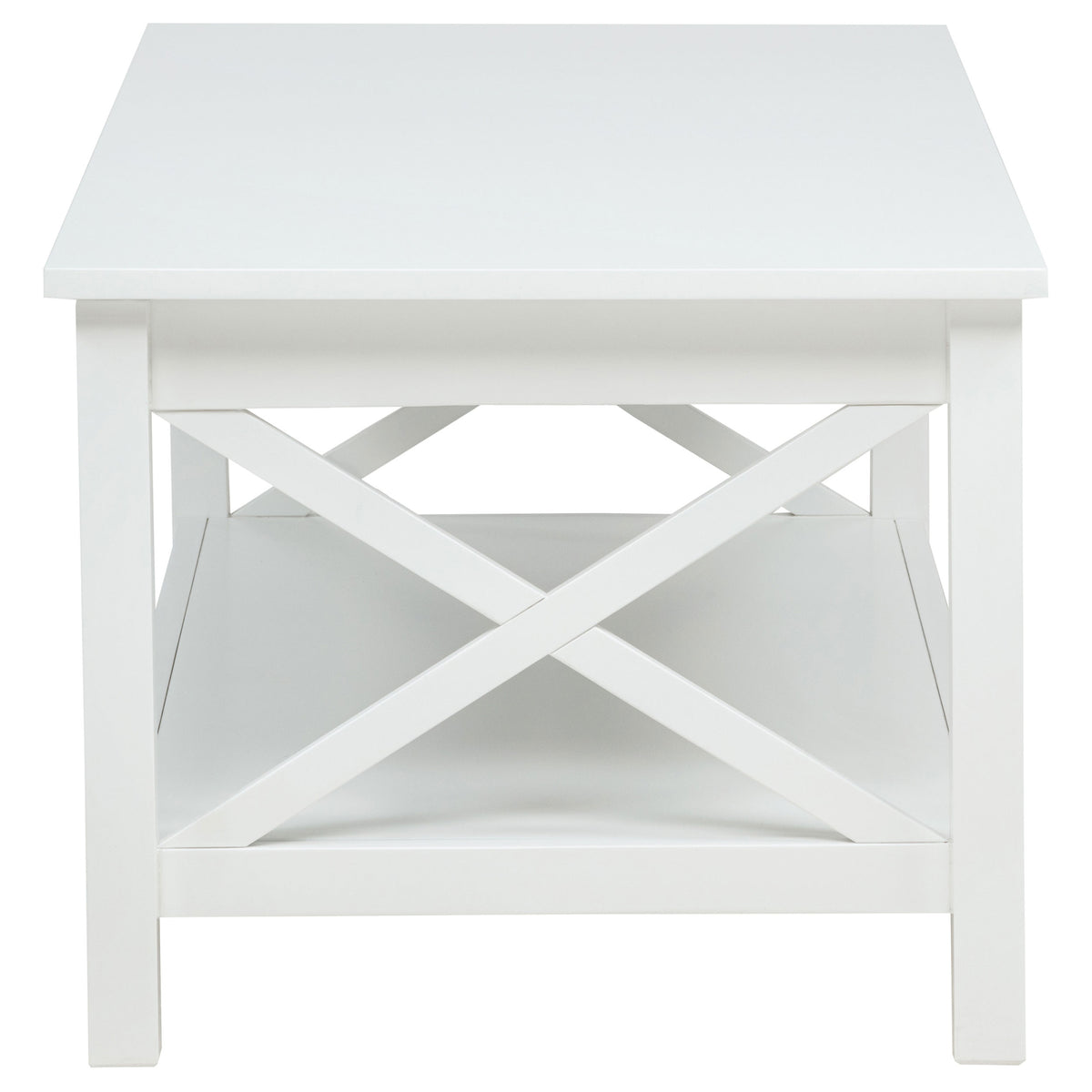 Skyview 44" Lift Top Coffee Table & End Table - X-Frame Farmhouse Design in White – view 11