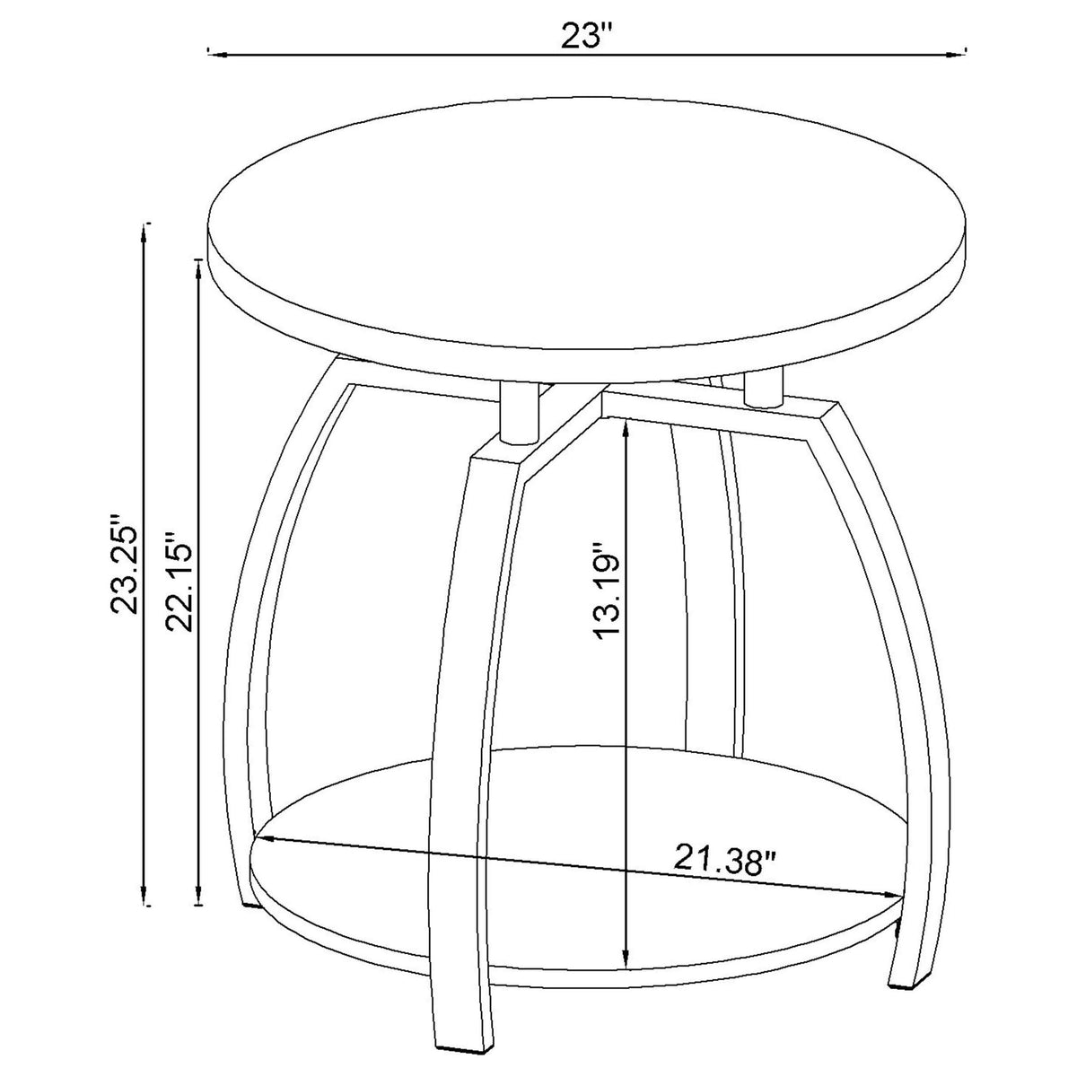 Dacre Round Two-Tier Coffee & End Table Sets - Dark Charcoal Top with Curved Black Nickel Legs – view 20