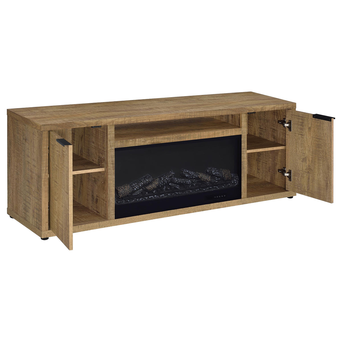 Fuller 60" Electric Fireplace TV Stand - Rustic Mango Media Console with Remote Flame & Adjustable Shelves – view 3