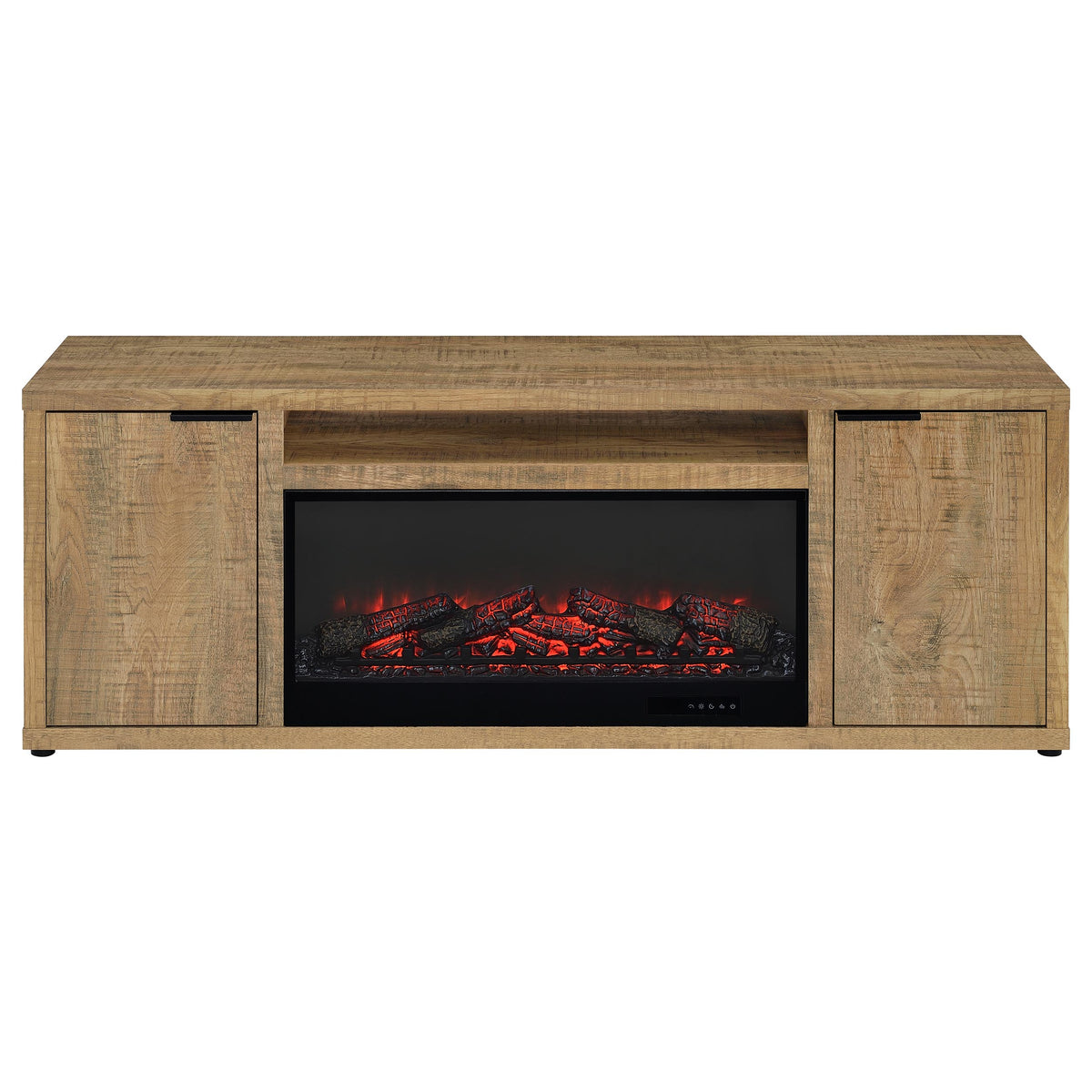 Fuller 60" Electric Fireplace TV Stand - Rustic Mango Media Console with Remote Flame & Adjustable Shelves – view 5