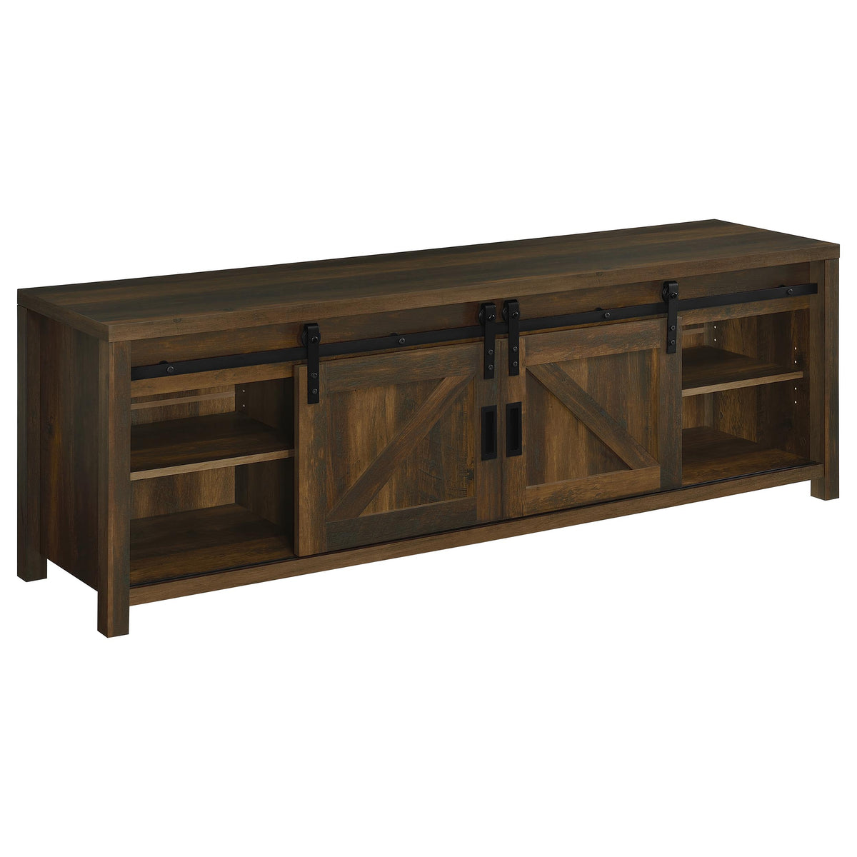 Enfield 71" Fireplace TV Stand - Barn Door Media Console with Ember Display for TVs up to 80" in Dark Pine – view 3