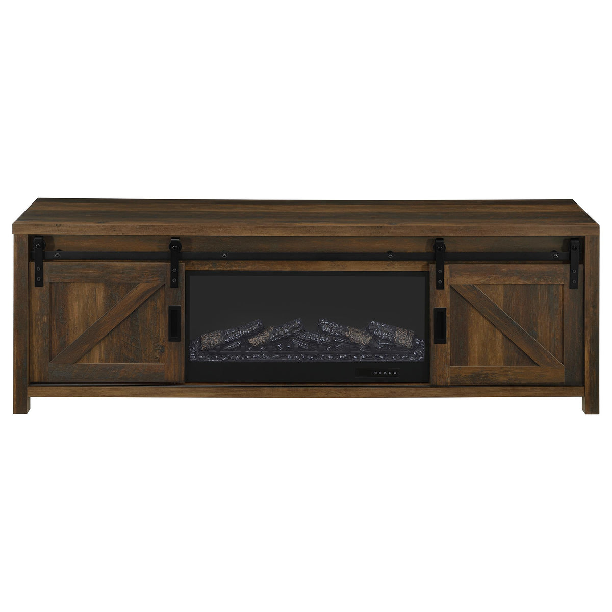 Enfield 71" Fireplace TV Stand - Barn Door Media Console with Ember Display for TVs up to 80" in Dark Pine – view 4
