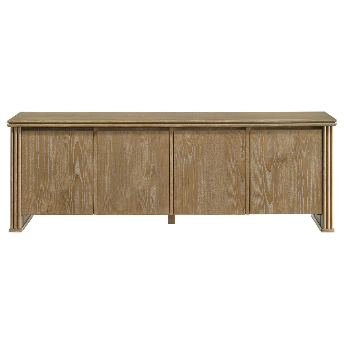 Adina 70" TV Stand with Reeded Sides & 4 Doors - Distressed Light Brown Ash Veneer, Arrives Assembled โ view 3