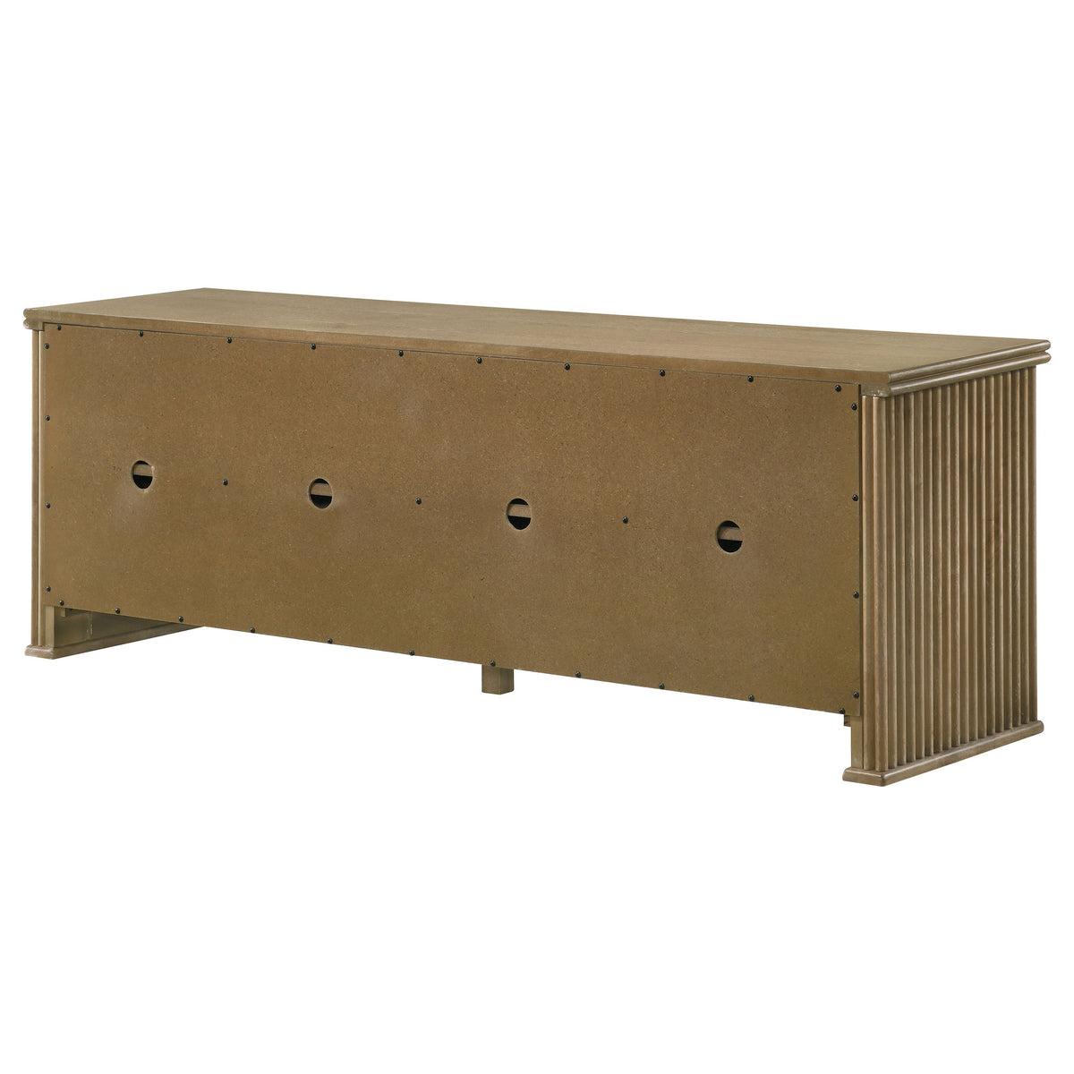 Adina 70" TV Stand with Reeded Sides & 4 Doors - Distressed Light Brown Ash Veneer, Arrives Assembled โ view 9