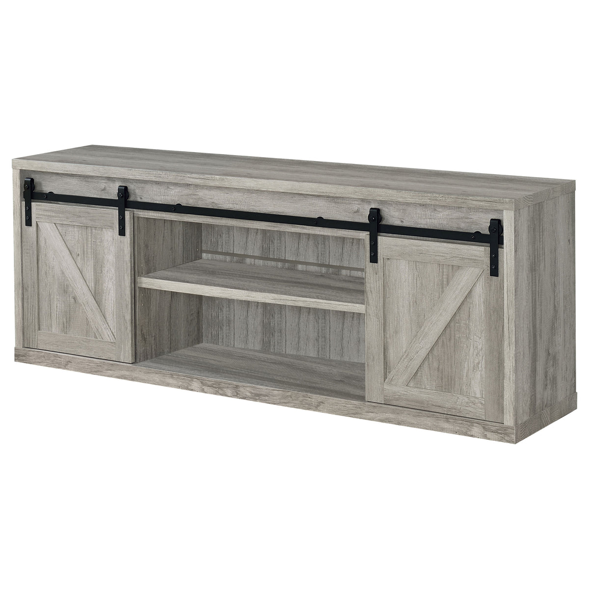 Brockton 71" Sliding Barn Door TV Stand - Farmhouse Media Console for TVs up to 77" in Grey Driftwood – view 3