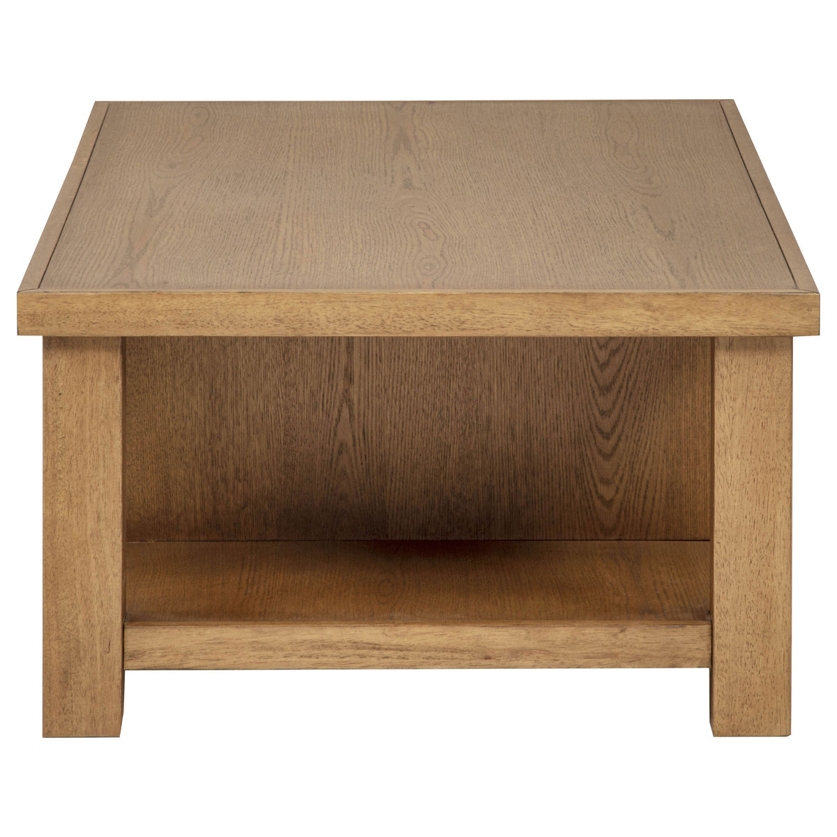 Beasley Coffee Table, Console & End Table - 2-Drawer Storage with Open Shelf in Golden Oak – view 6