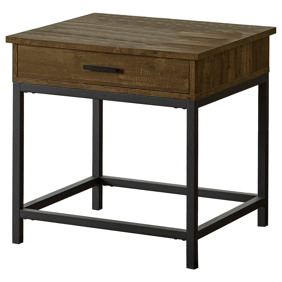Byers Lift-Top Coffee Table & End Table - Rustic Brown Oak with Sandy Black Metal Base – view 12