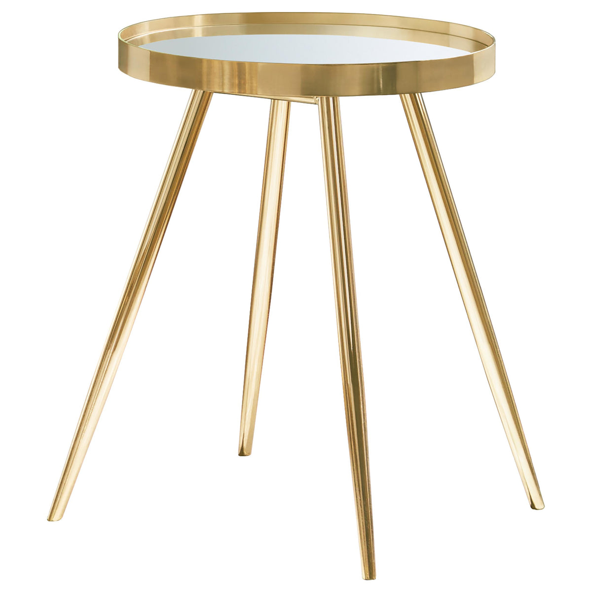 Kaelyn Round Mirror Top Nesting Coffee Table & End Table Sets - Glam Gold Metal Frame β view 17