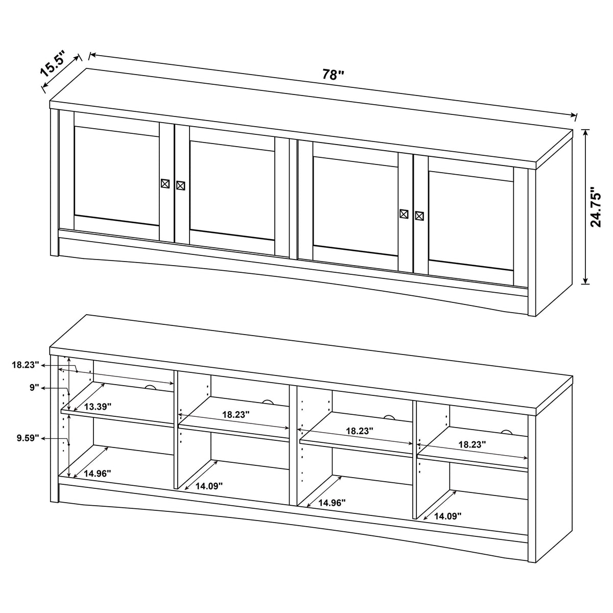 Laughlin 78" TV Stand & Entertainment Center with Media Towers - Adjustable Shelves in Dark Pine – view 20
