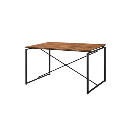 Jurgen Industrial Dining Table - Solid Wood Top & Metal Sled Base in Oak & Black