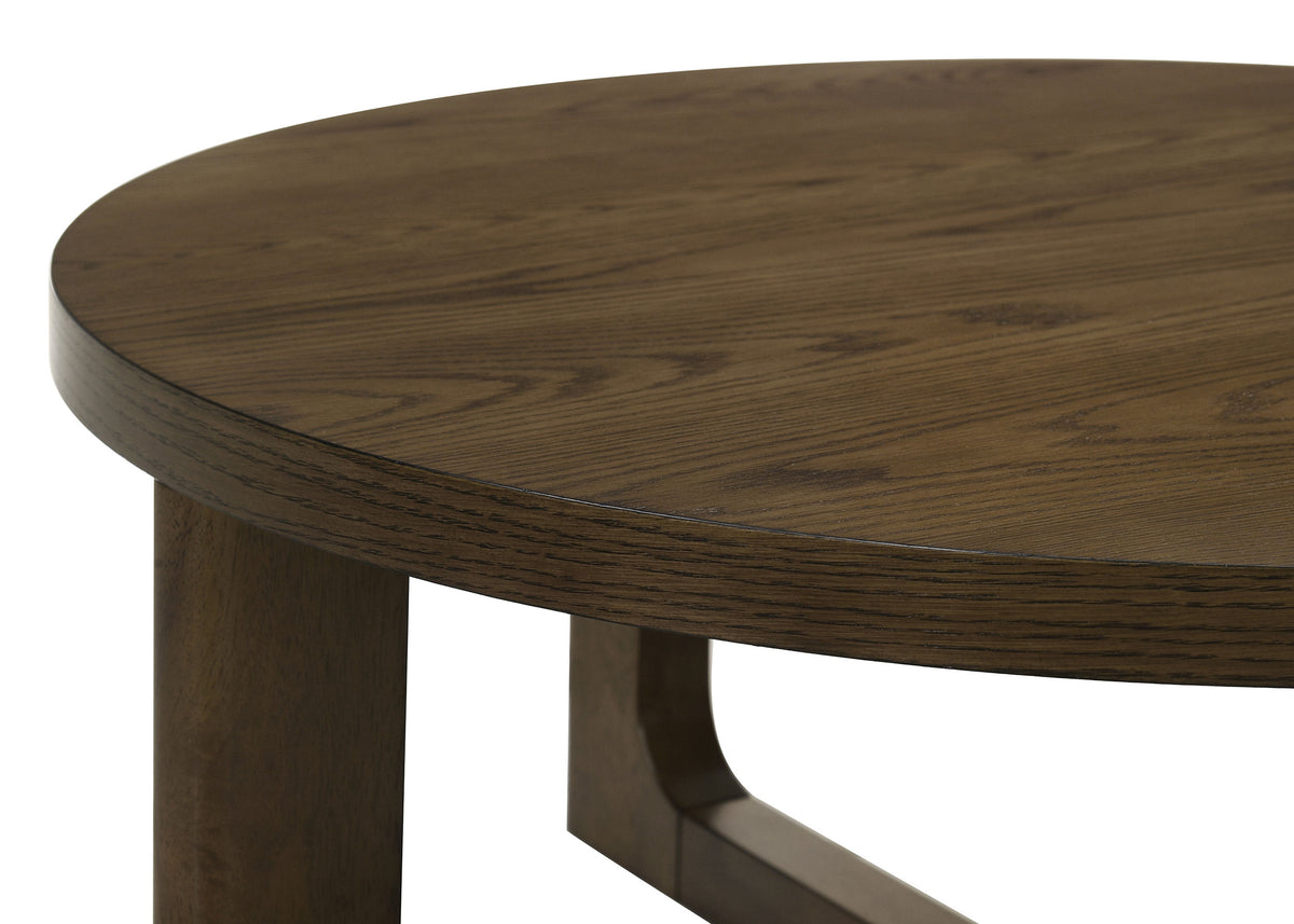 Kessler Round Sculptural Coffee Table & End Table Sets - Curved Open Base, Brown White Oak Veneer – view 16