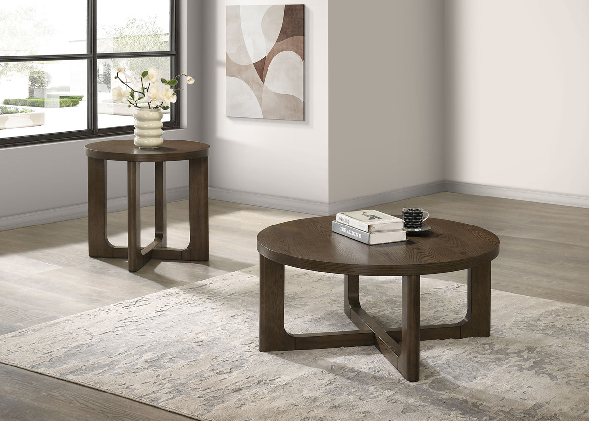 Kessler Round Sculptural Coffee Table & End Table Sets - 2pcs- Coffee Table + End Table