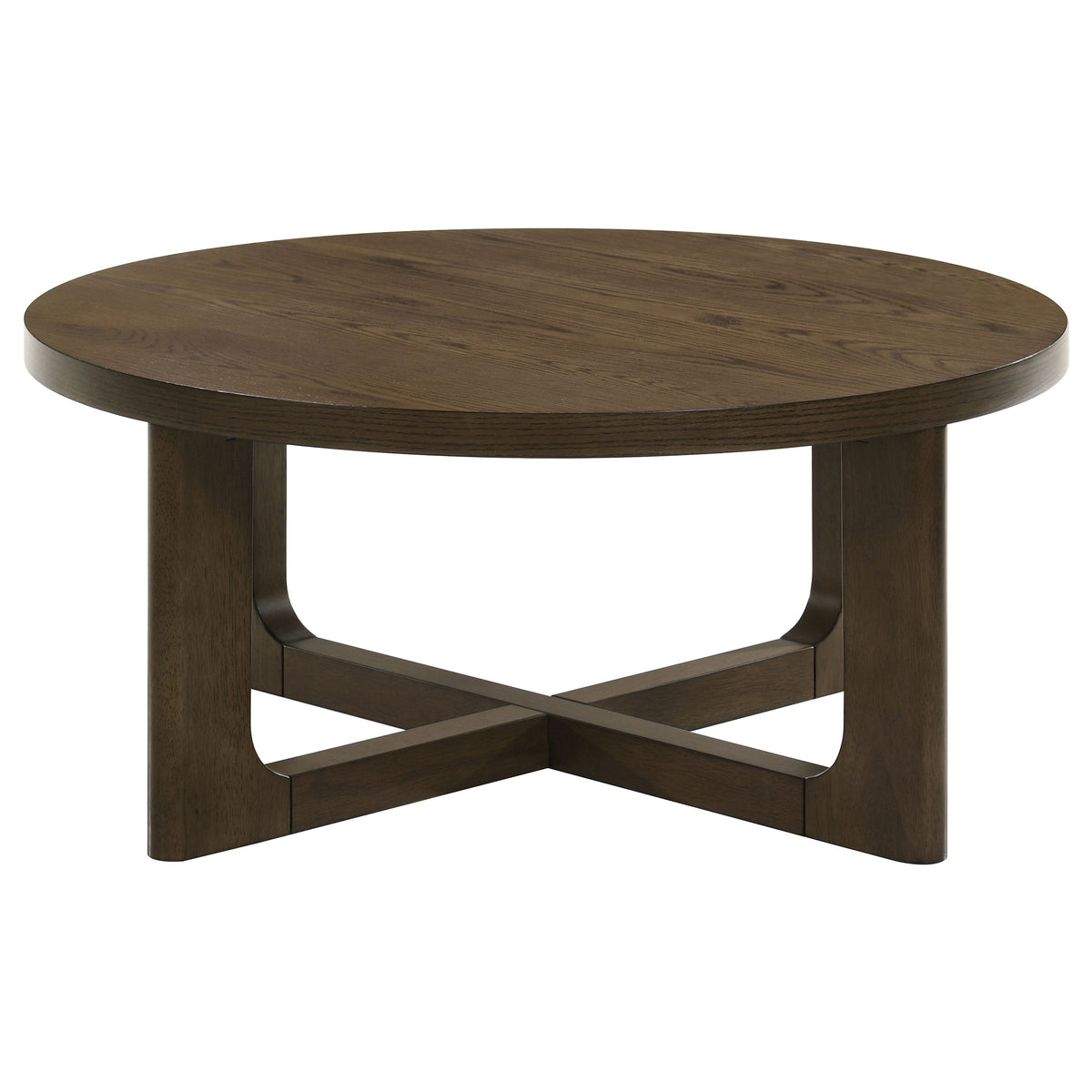 Kessler Round Sculptural Coffee Table & End Table Sets - Curved Open Base, Brown White Oak Veneer – view 6