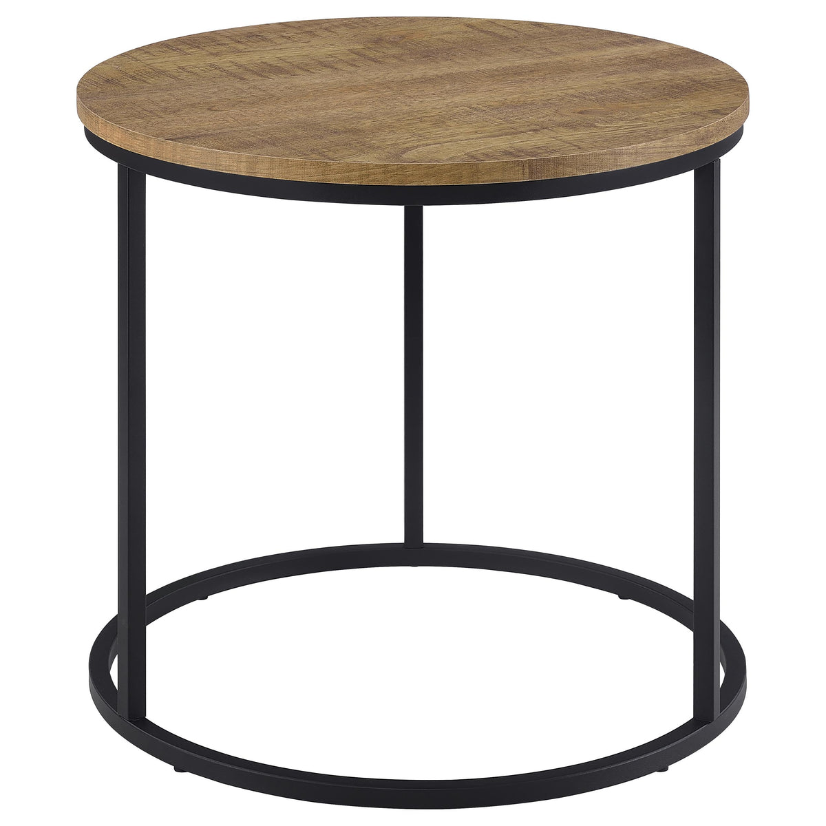 Lainey Round Nesting Coffee Tables & End Table - Mango Finish with Open Black Metal Bases – view 14