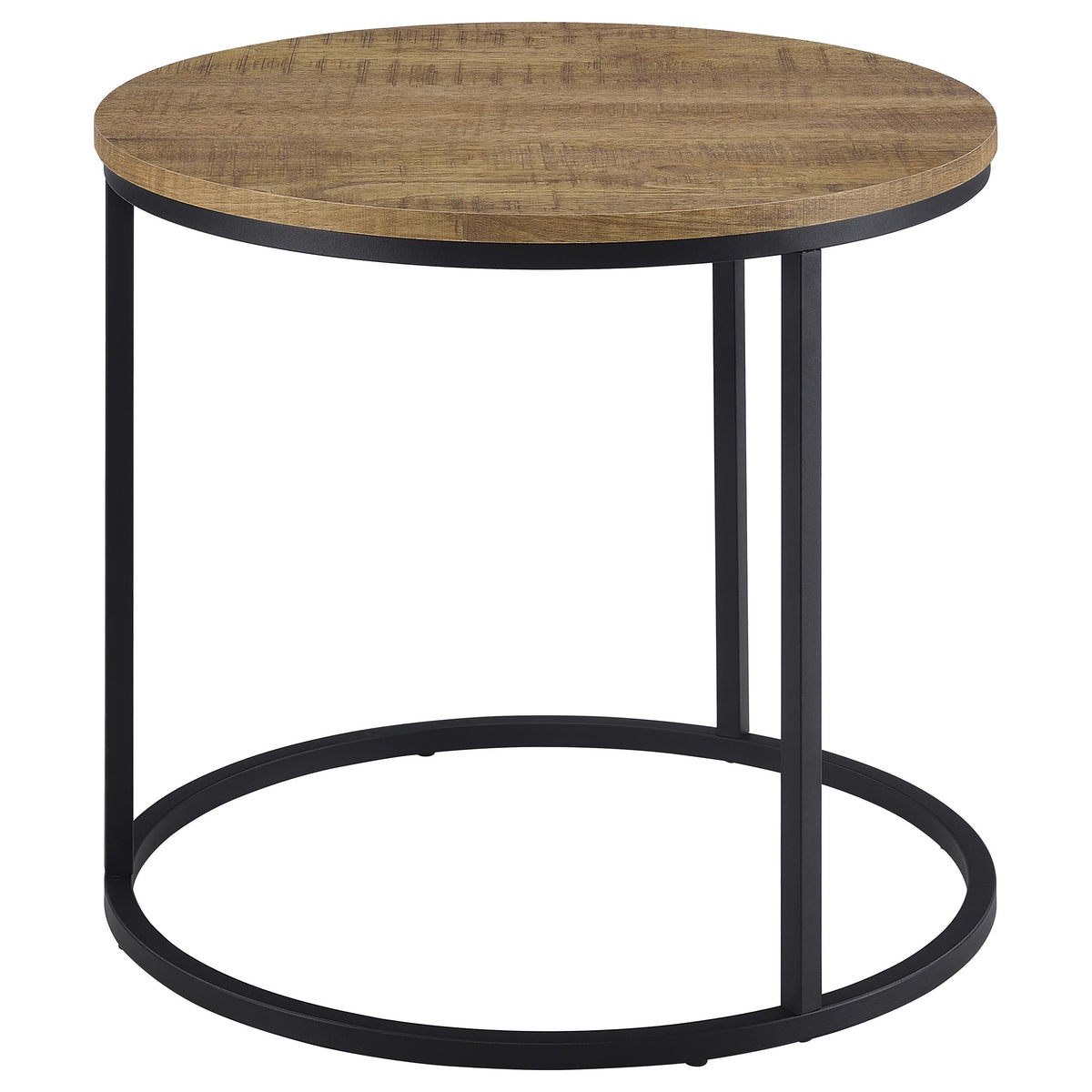 Lainey Round Nesting Coffee Tables & End Table - Mango Finish with Open Black Metal Bases – view 19