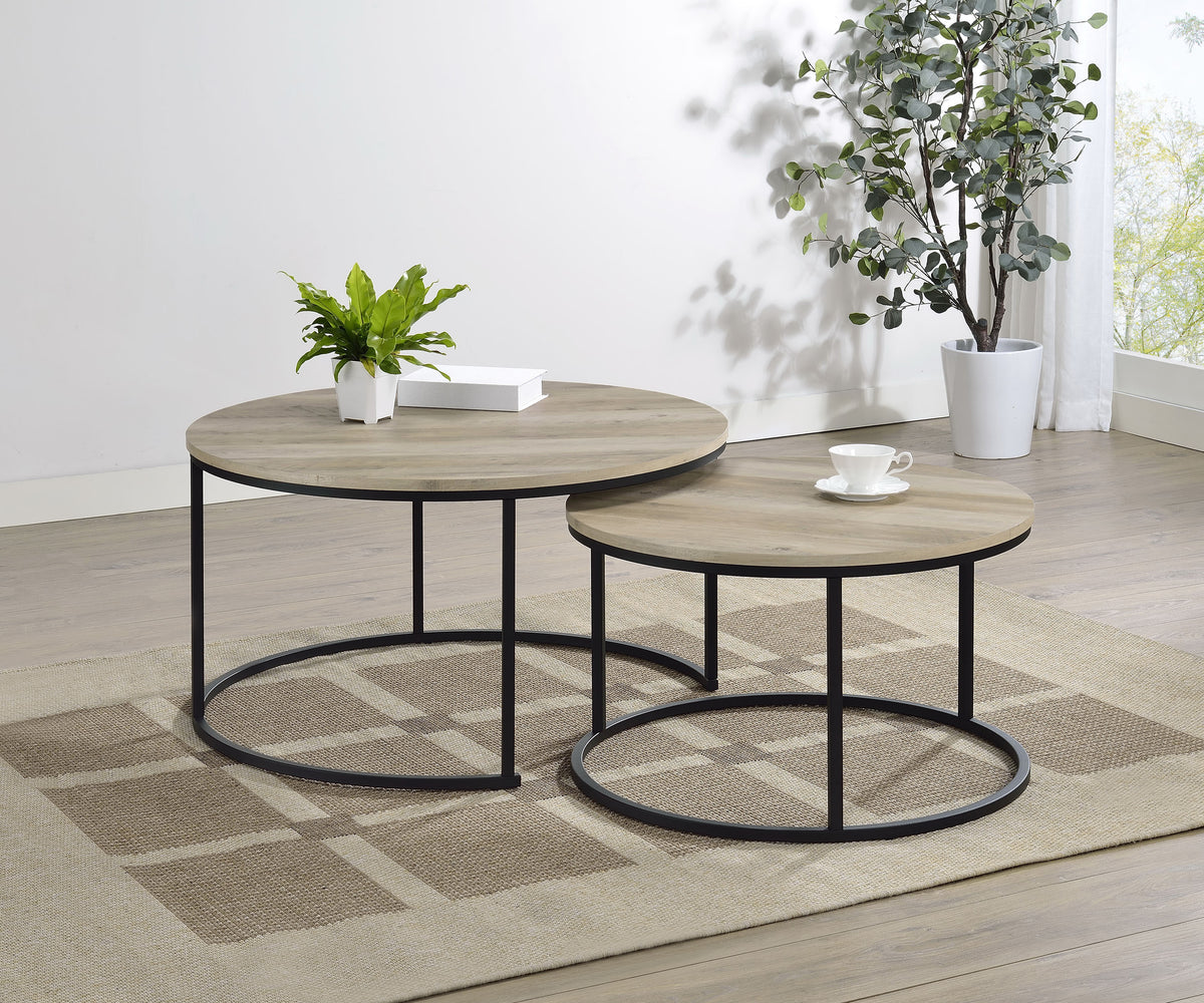 Lainey Round Nesting Coffee Tables & End Table - 2pcs- Nesting Coffee Tables