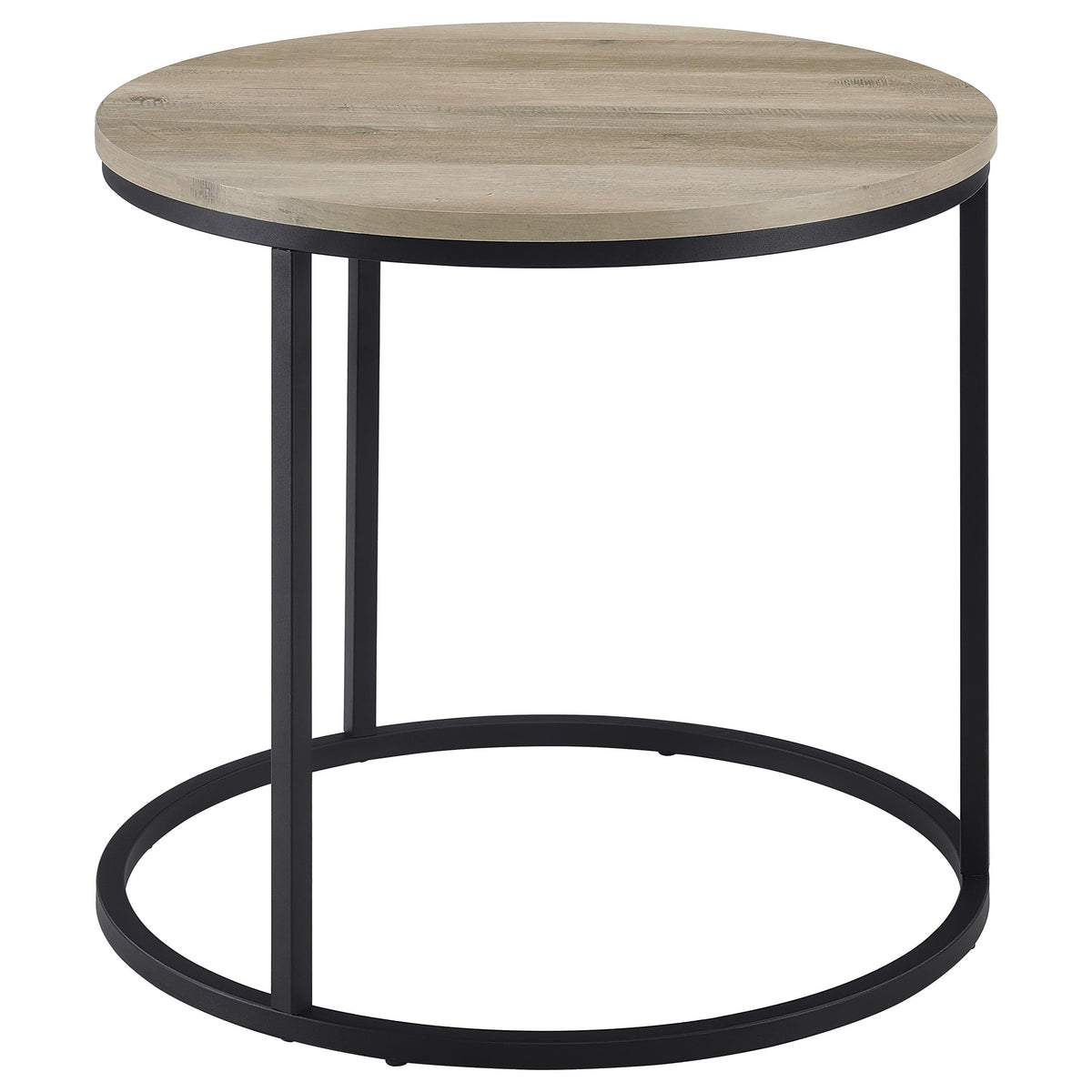 Lainey Round Nesting Coffee Tables & End Table - Distressed Pine with Black Open Metal Bases – view 17