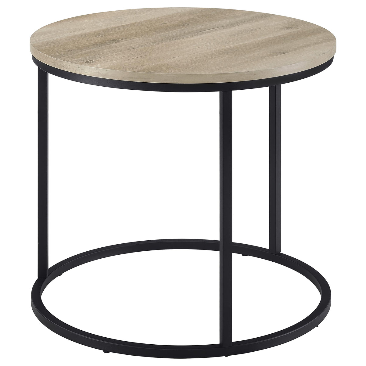 Lainey Round Nesting Coffee Tables & End Table - Distressed Pine with Black Open Metal Bases – view 19