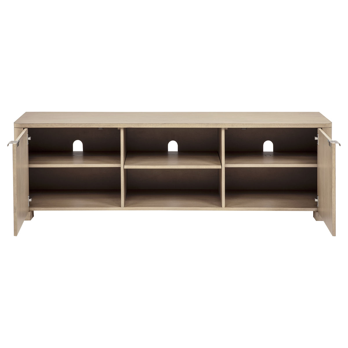 Marcelo Light Elm Coffee Table, End Table, Sofa Table & 71" TV Stand - Geometric Veneer with Storage – view 14
