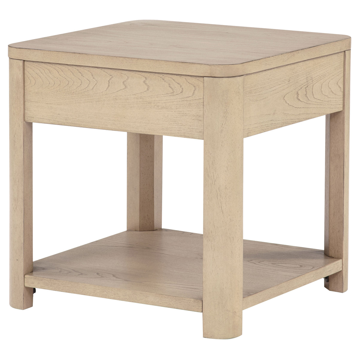 Marcelo Light Elm Coffee Table, End Table, Sofa Table & 71" TV Stand - Geometric Veneer with Storage – view 10