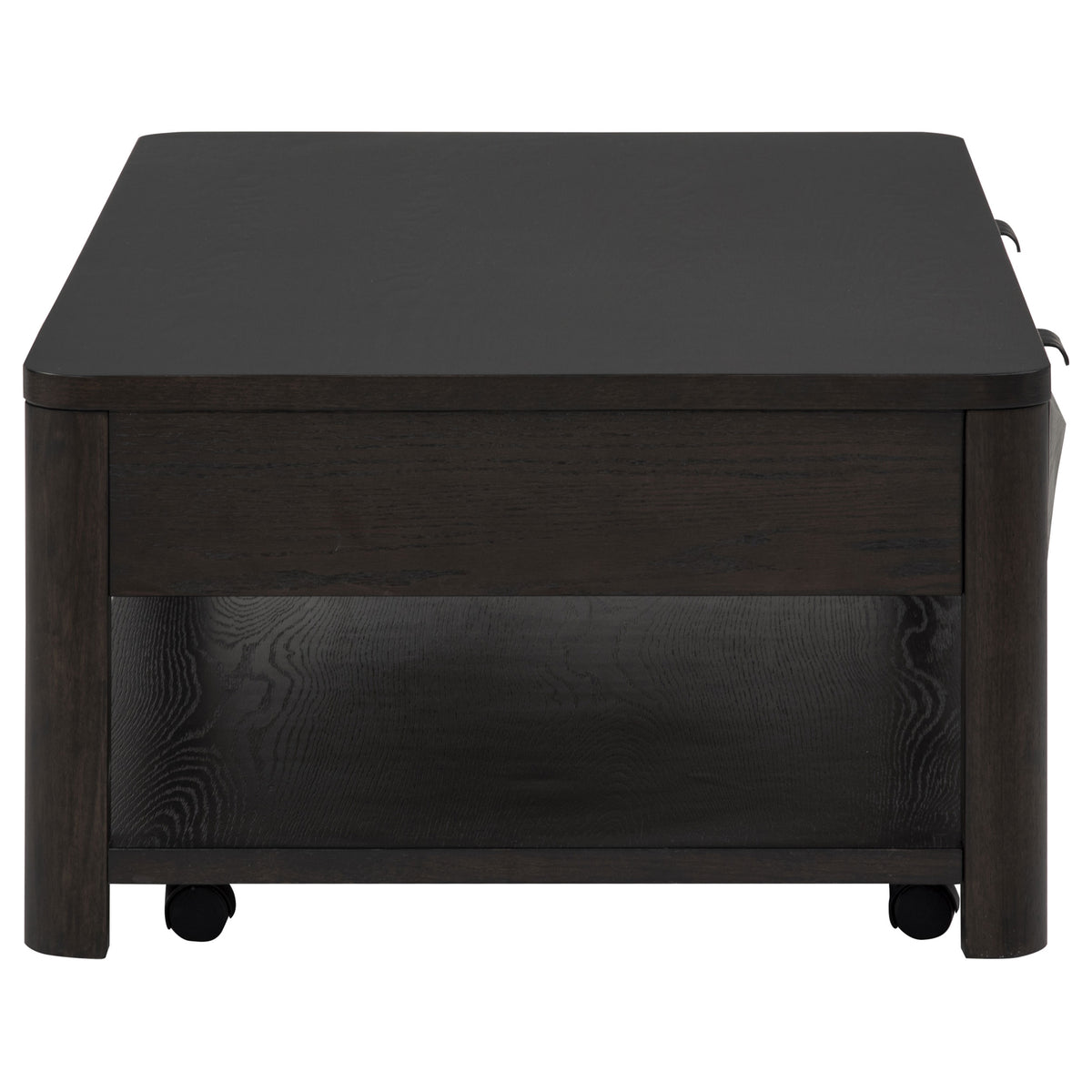 Marcelo Coffee Table, End Table, Sofa Table & 71" TV Stand - Faceted Oak Veneer in Coffee with Black Pulls – view 7