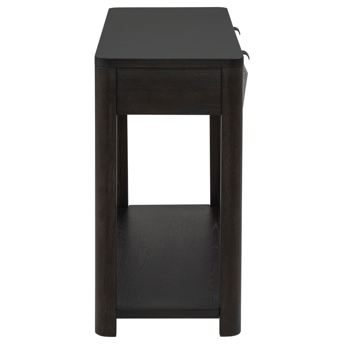 Marcelo Coffee Table, End Table, Sofa Table & 71" TV Stand - Faceted Oak Veneer in Coffee with Black Pulls – view 13