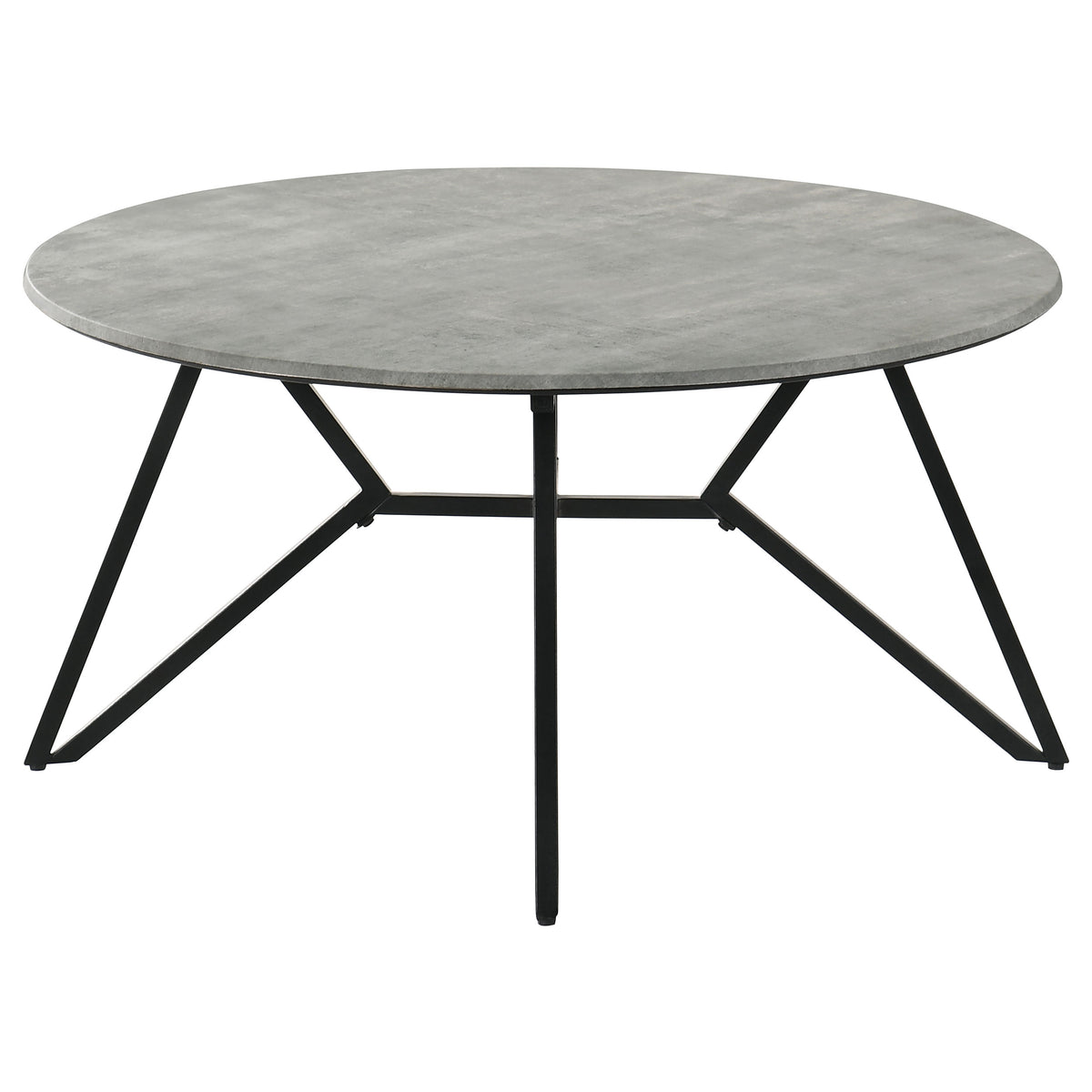 Hadi Round Coffee Table & End Table Sets - Faux Cement SmartTop with Gunmetal Hairpin Base – view 7