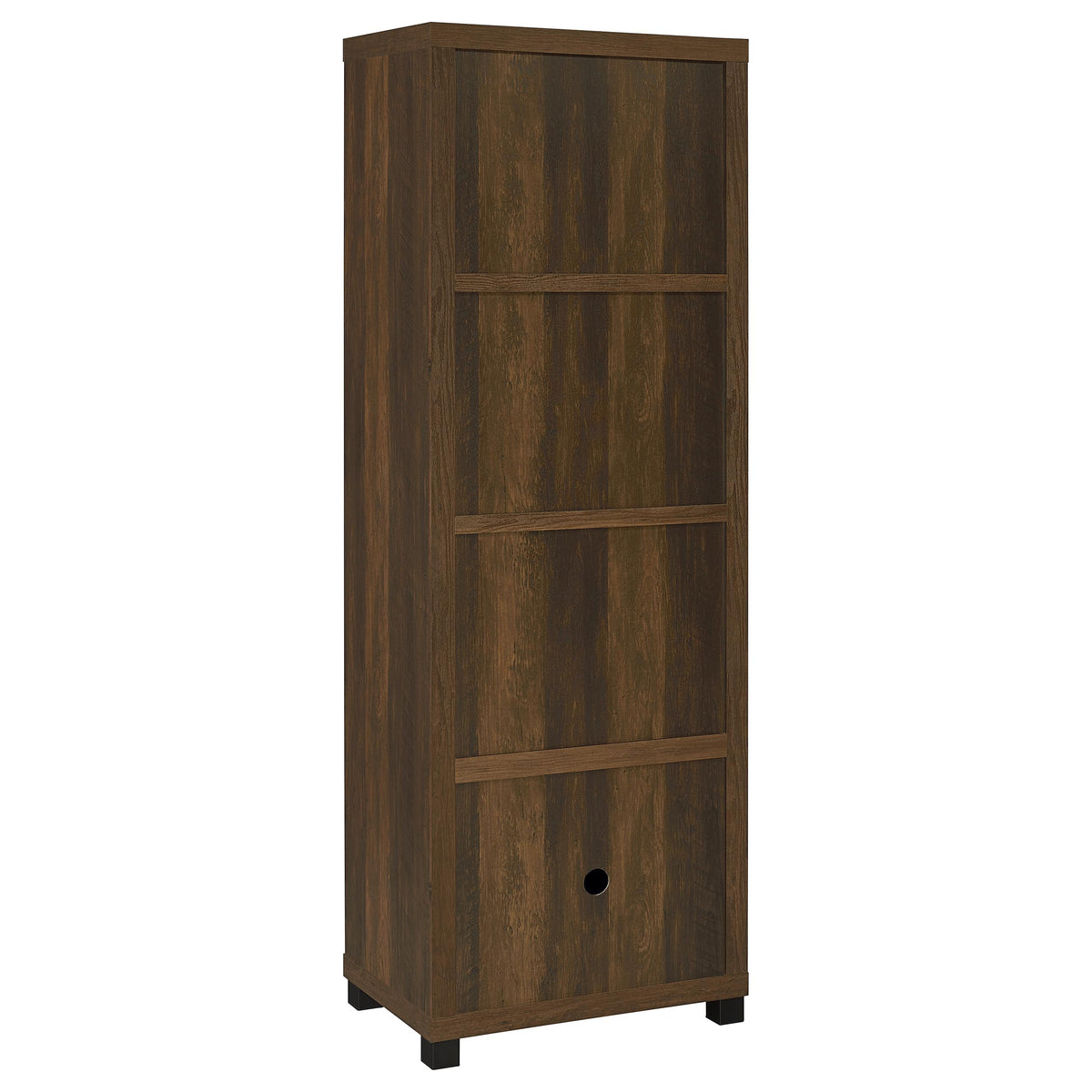 Sachin 79" TV Stand & Entertainment Center with Media Towers - Rustic Pine with Glass Doors & Black Metal Legs – view 13