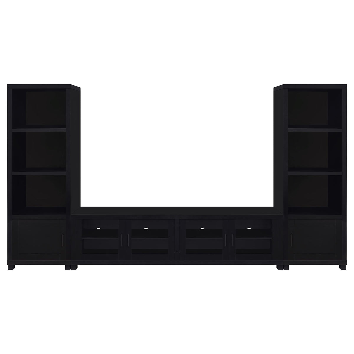 Jupiter 79" TV Stand & Entertainment Center with Media Towers - Glass Doors in Black – view 4