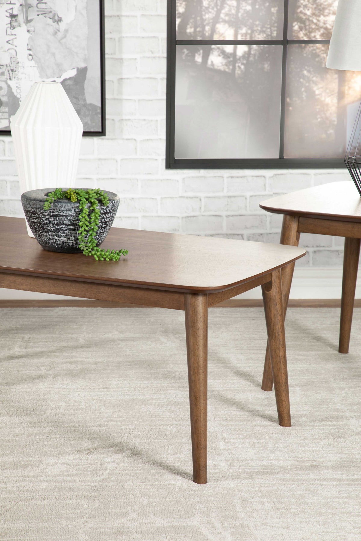 Radley 3-Piece Coffee Table Set - Mid-Century Walnut Coffee Table & 2 End Tables with Angled Legs – view 12