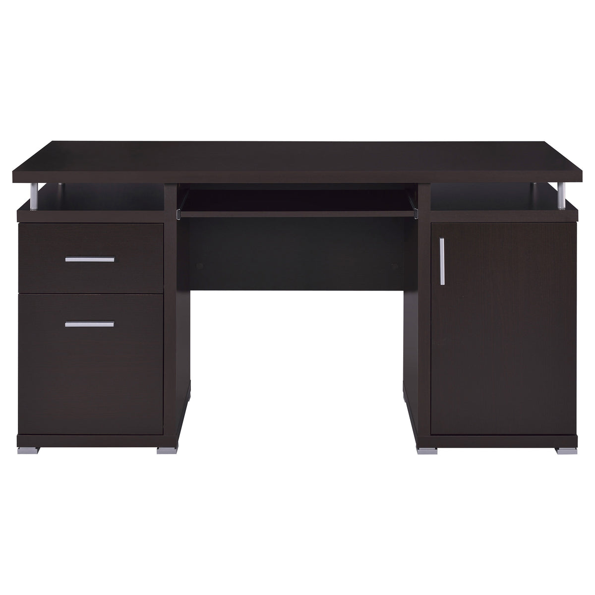 Tracy 55" Computer Desk with Raised Top & Cubbies - Drawers and Cabinet in Cappuccino – view 4