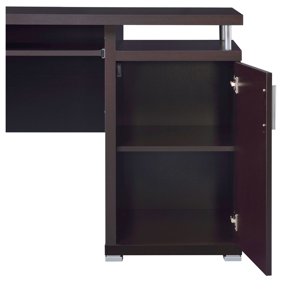 Tracy 55" Computer Desk with Raised Top & Cubbies - Drawers and Cabinet in Cappuccino – view 10