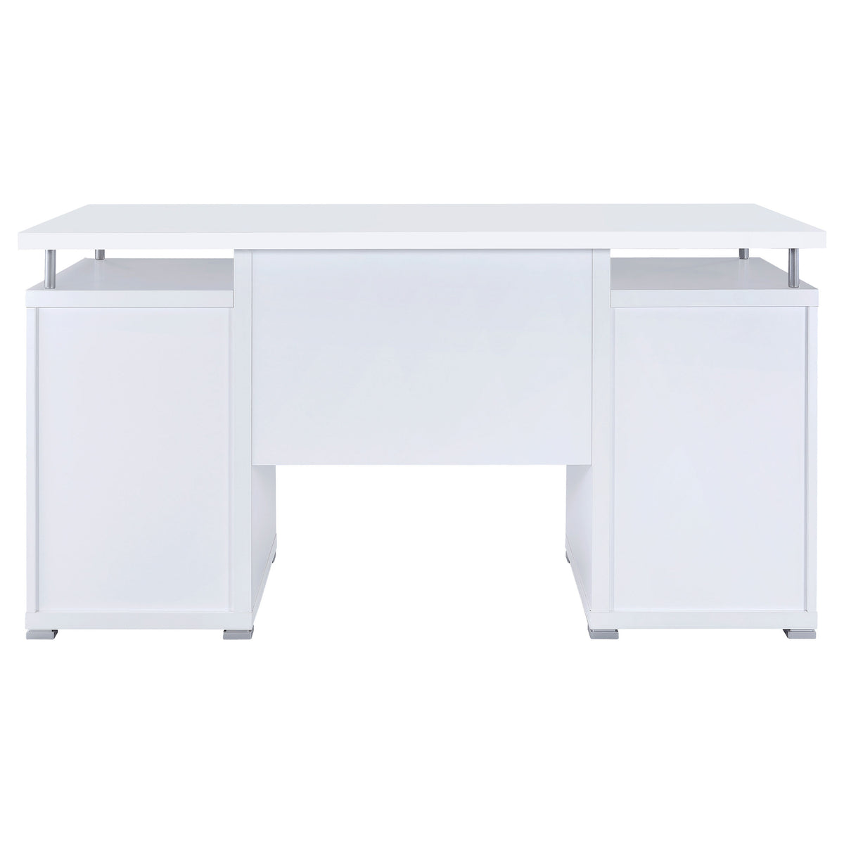 Tracy 55" Computer Desk with Raised Shelf - 2 Drawers, Cabinet & Open Cubbies in White – view 7