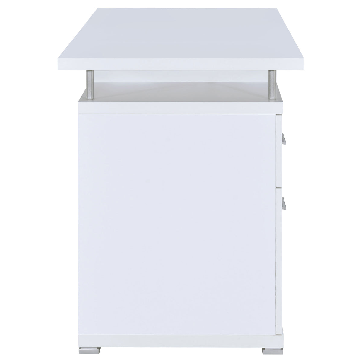 Tracy 55" Computer Desk with Raised Shelf - 2 Drawers, Cabinet & Open Cubbies in White – view 8