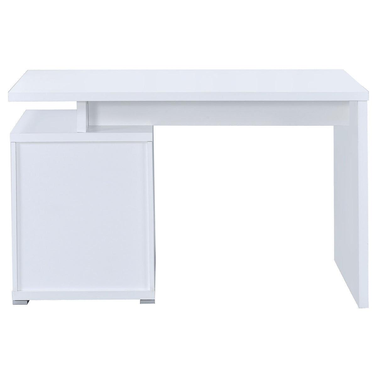 Irving 47" Computer Desk with File Drawer - Reversible Storage Pedestal in White – view 9