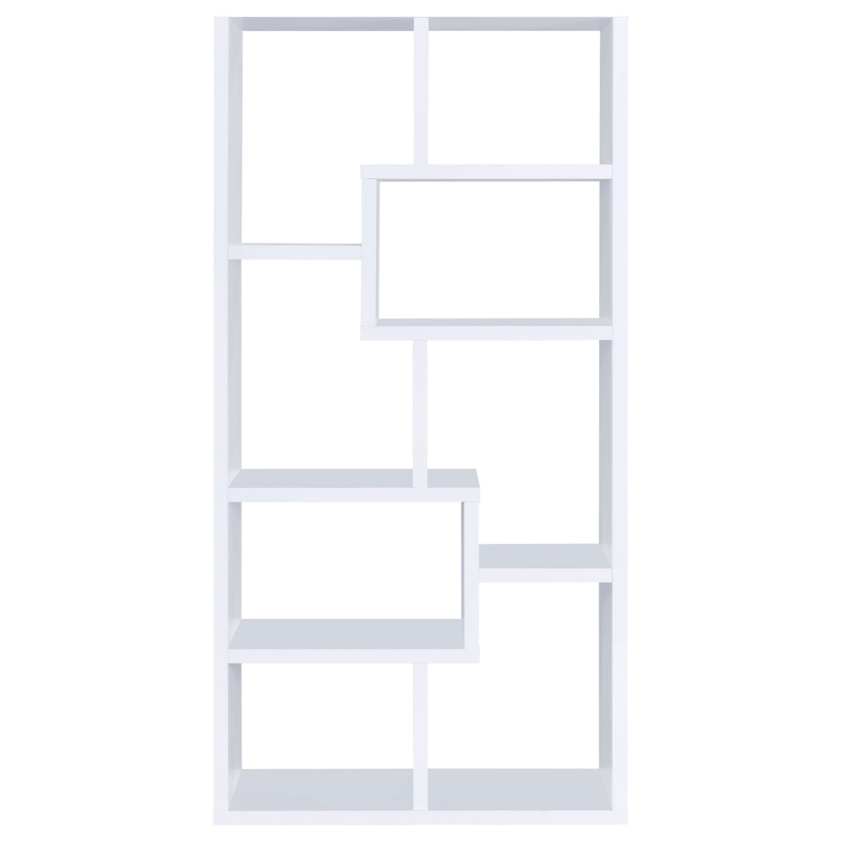 Theo 71" 6-Shelf Staggered Bookshelf - Reversible White Open-Back Bookcase – view 6