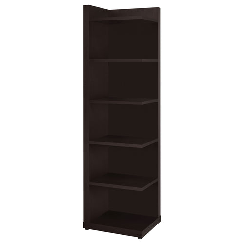 Alder 71" 6-Shelf Corner Bookcase - Space-Saving Tall Storage in Cappuccino