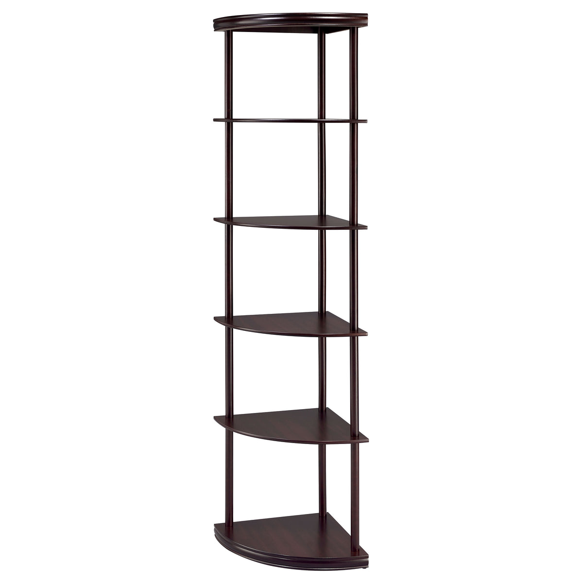 Bonwick 72" 5-Shelf Corner Bookshelf - Space-Saving Cappuccino with Curved Shelves – view 4