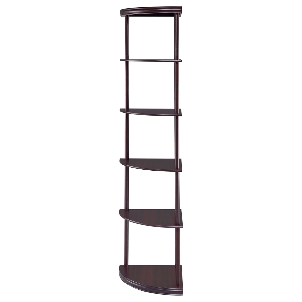 Bonwick 72" 5-Shelf Corner Bookshelf - Space-Saving Cappuccino with Curved Shelves – view 5