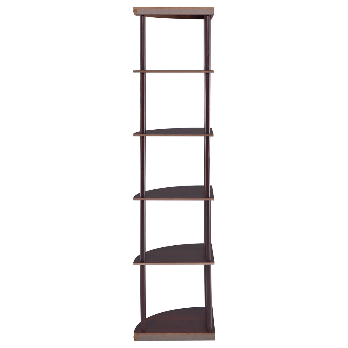 Bonwick 72" 5-Shelf Corner Bookshelf - Space-Saving Cappuccino with Curved Shelves – view 6