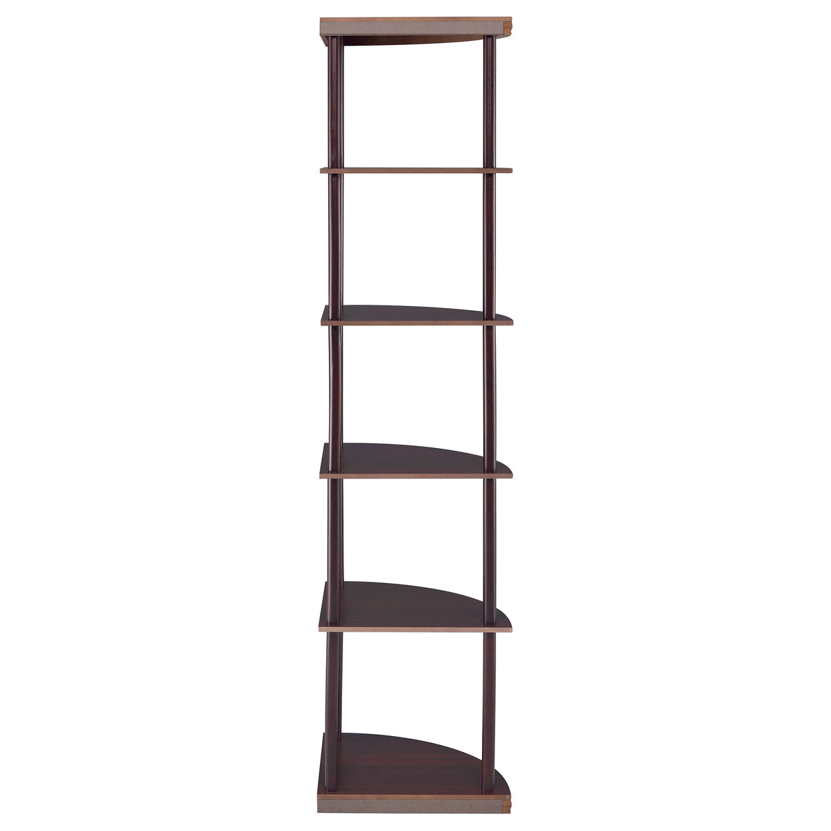 Bonwick 72" 5-Shelf Corner Bookshelf - Space-Saving Cappuccino with Curved Shelves – view 8