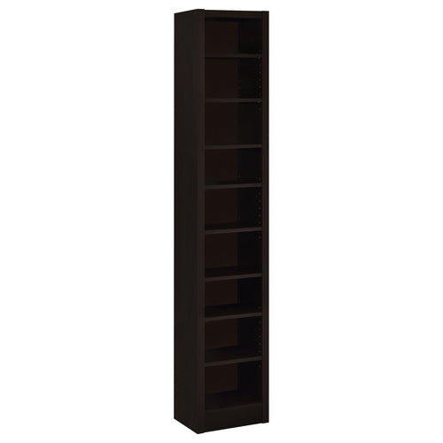 Eliam 71" Tall Narrow Bookcase - Cappuccino with Adjustable Shelves