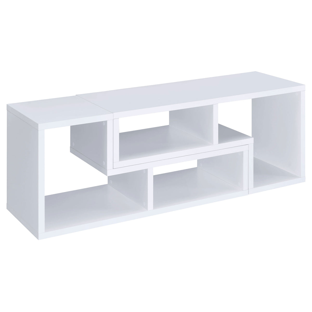 Velma 2-Piece L-Shaped Console Bookcase & TV Stand - Reconfigurable Open Shelving in White – view 11