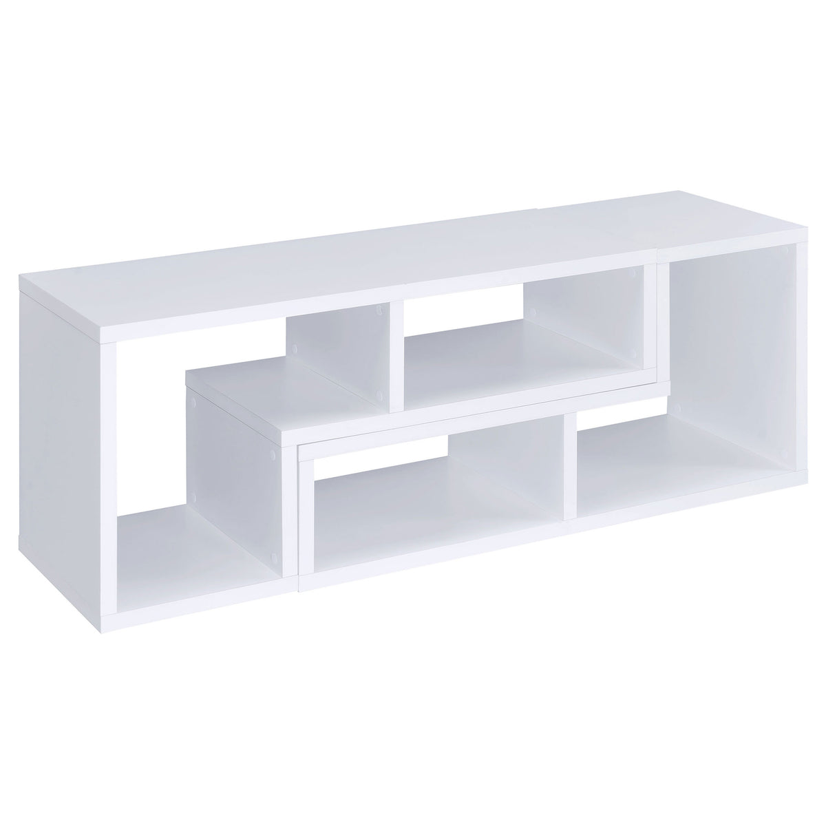 Velma 2-Piece L-Shaped Console Bookcase & TV Stand - Reconfigurable Open Shelving in White – view 13