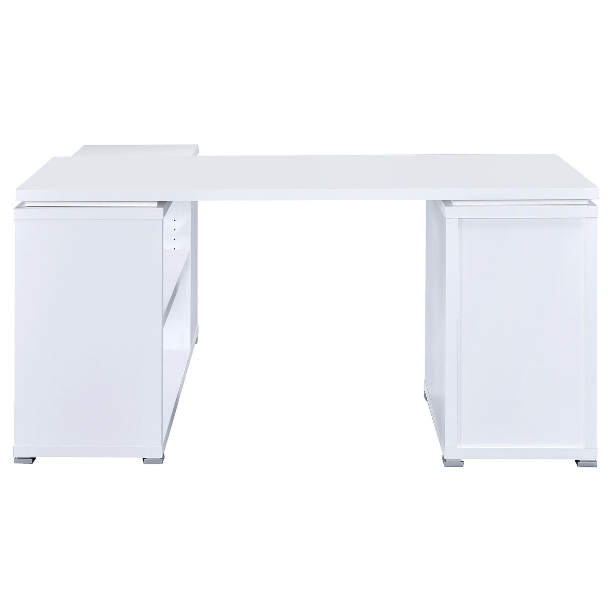 Yvette 60" L-Shaped Computer Desk - 3 Drawers, Open Shelves & Cubbies in White – view 8