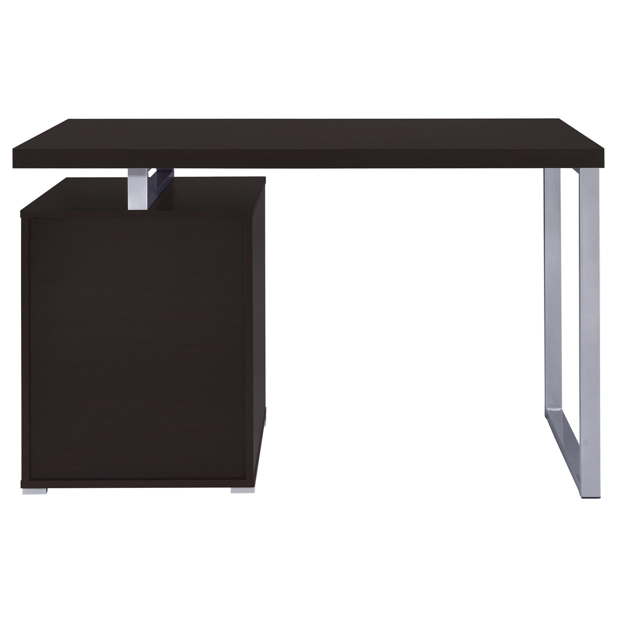 Brennan 47" Computer Desk with 3-Drawer Pedestal - Cappuccino with Silver Metal Open-Leg Frame – view 8
