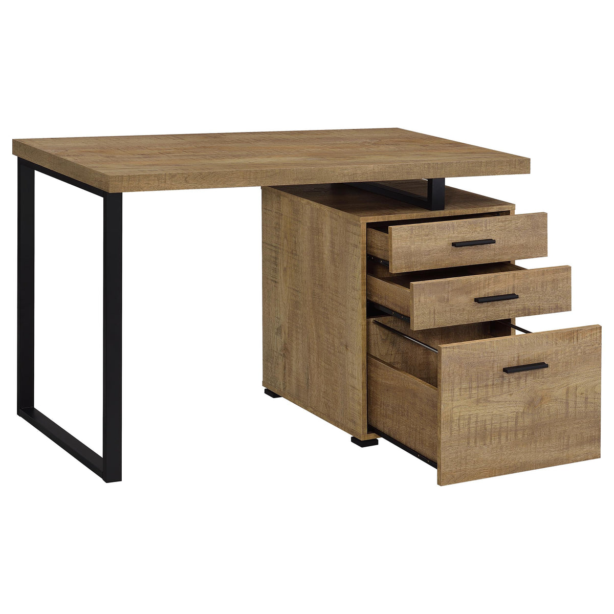 Brennan 47" 3-Drawer Computer Desk - Rustic Mango Finish on Black Metal Frame – view 3