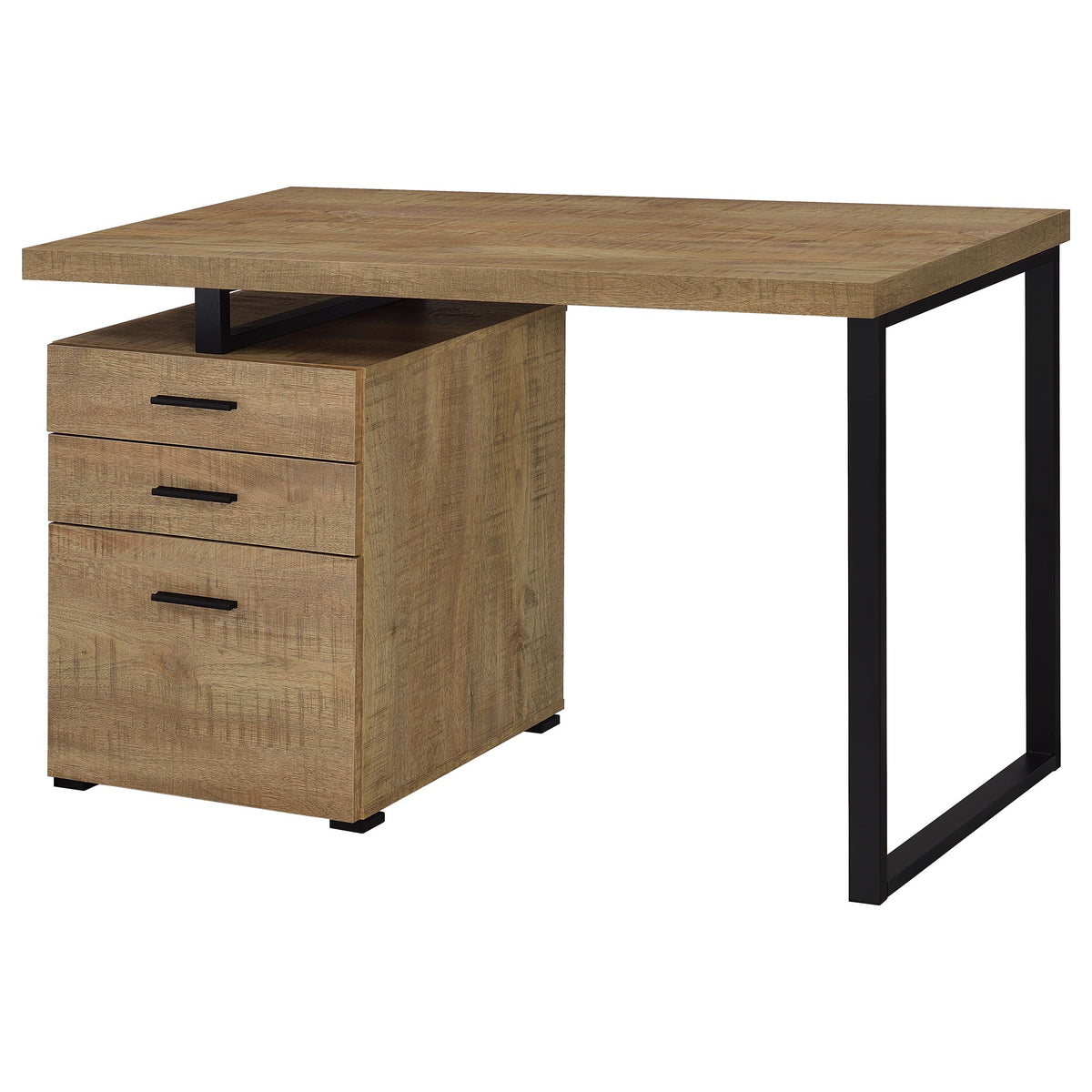 Brennan 47" 3-Drawer Computer Desk - Rustic Mango Finish on Black Metal Frame – view 5