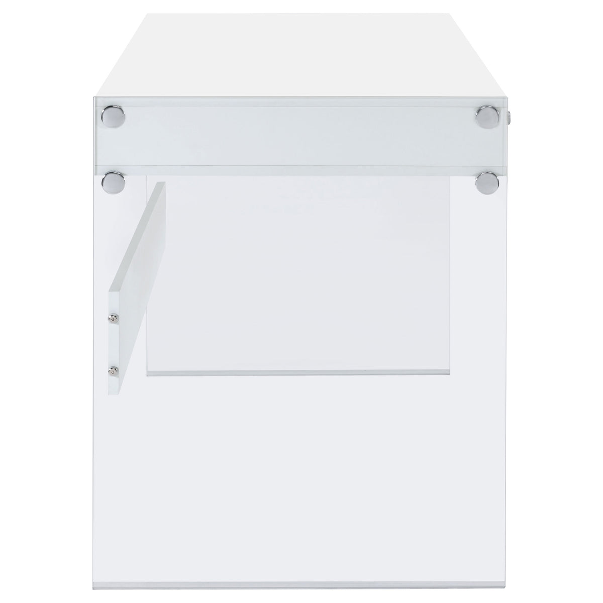 Dobrev 48" Writing Desk with Glass Legs - 2 Drawers & Cubby in White High Gloss – view 10