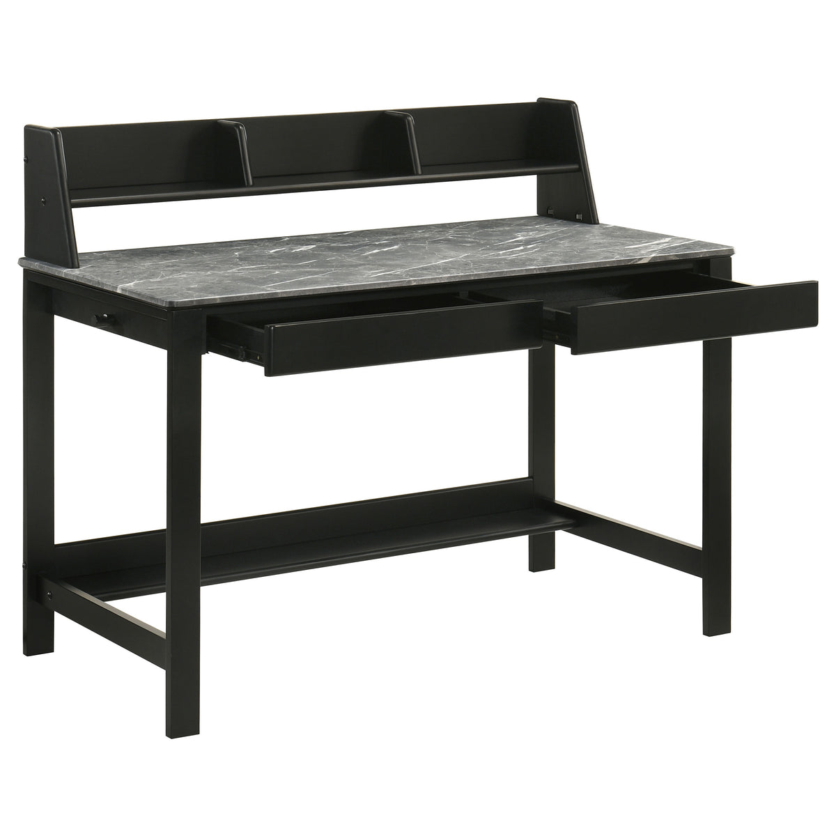 Besler 47" Writing Desk with SmartTop Surface - Grey Stone & Black with Organizer Shelf and Pull-Out Tray – view 3